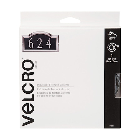 Velcro Brand Reclosable Fastener, Acrylic Adhesive, 10 ft, 1 in W, Black 91365